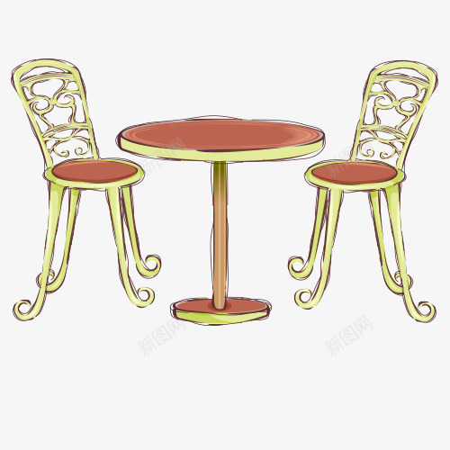 红色圆形桌子椅子png免抠素材_新图网 https://ixintu.com 圆形桌子 桌子椅子 椅子 红色桌子