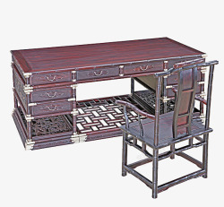 古典家具书桌古典家具复古红木书桌椅子高清图片