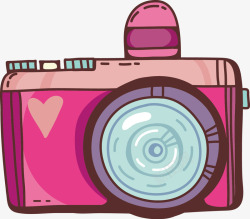手绘摄影机粉色大闪光等可爱相机矢量图高清图片