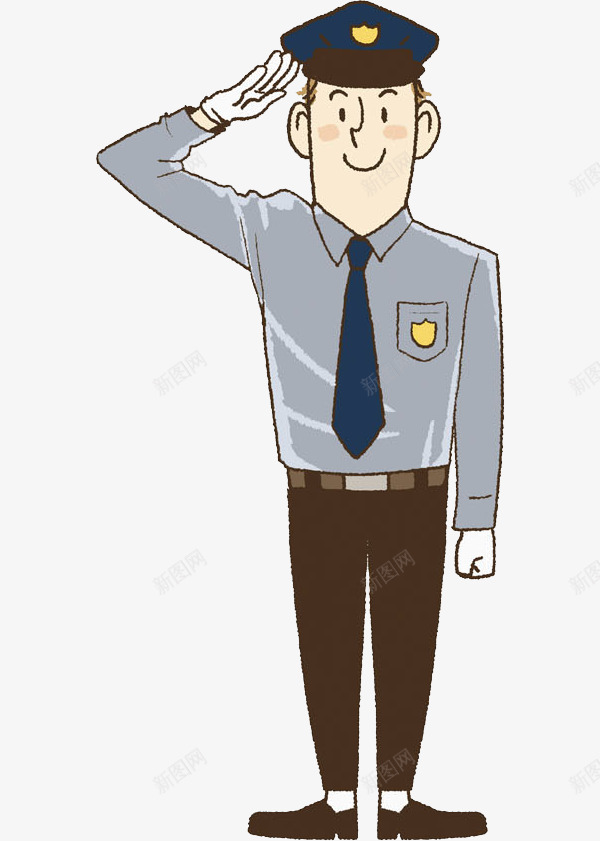 手绘帅气敬礼的警察png免抠素材_新图网 https://ixintu.com 制服 卡通 帅气的 微笑的 敬礼的 男人 警察