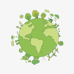 水彩创意绿色地球图素材
