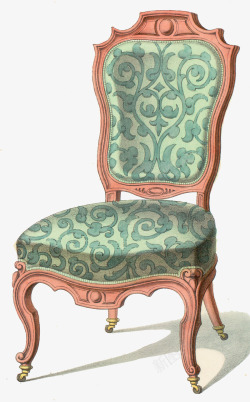 手绘复古绿色装饰休息椅子素材