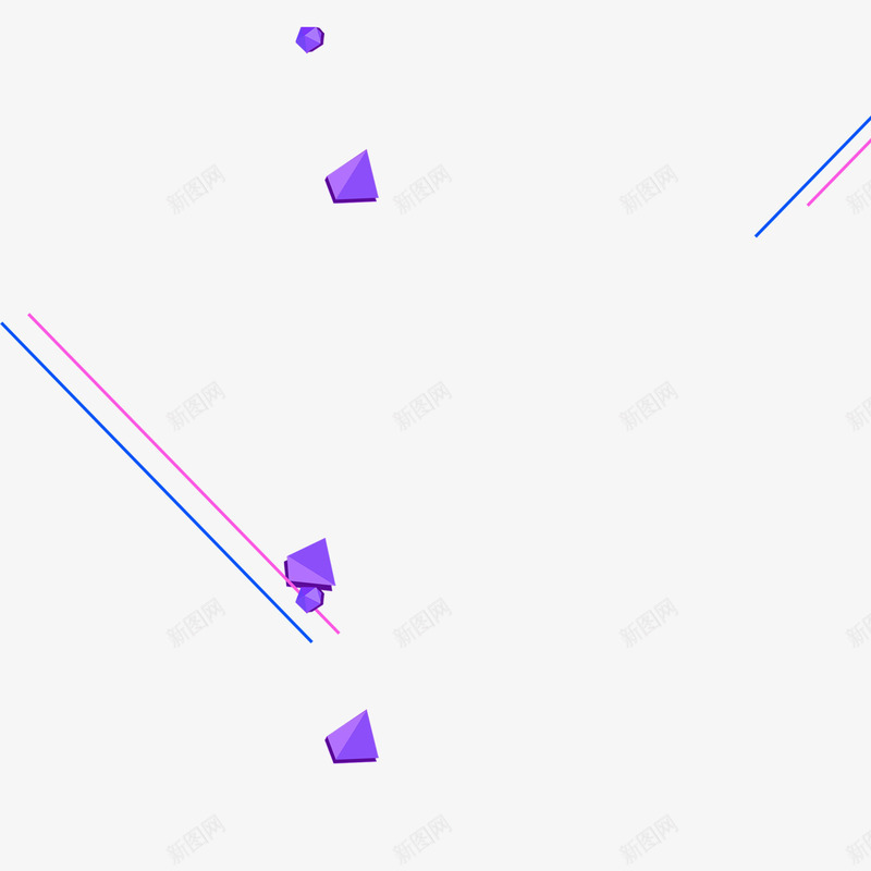 紫色漂浮png免抠素材_新图网 https://ixintu.com 促销 双12 多边形 紫色 装饰图案