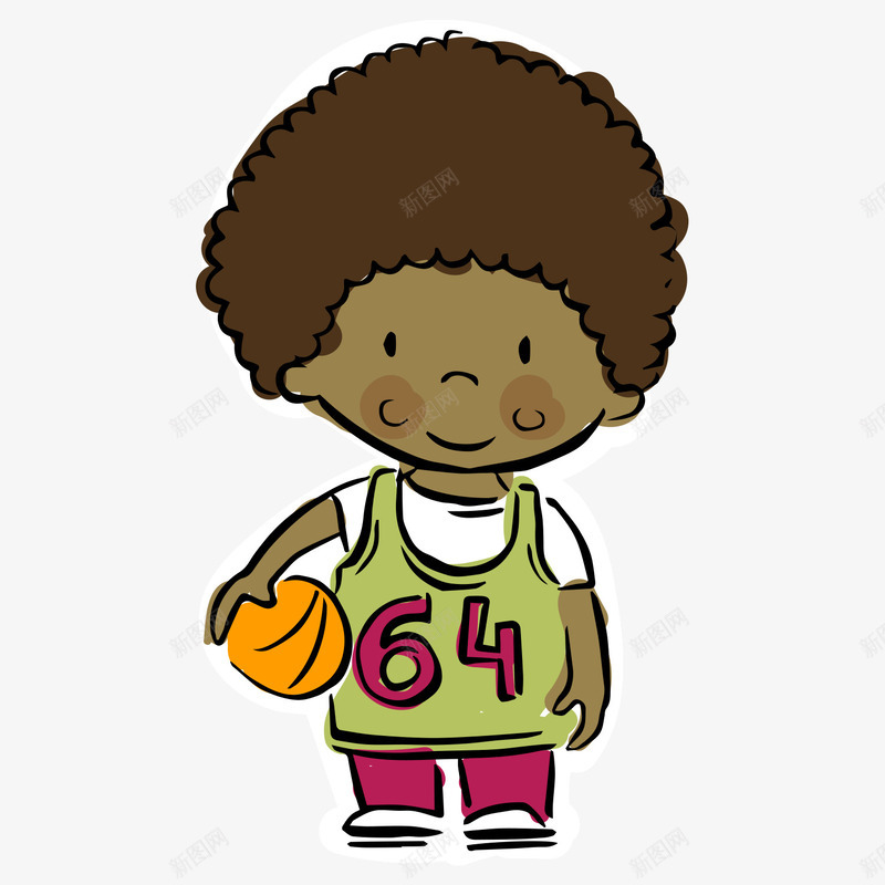 卡通儿童篮球psd免抠素材_新图网 https://ixintu.com 卡通 手绘 篮球 运动