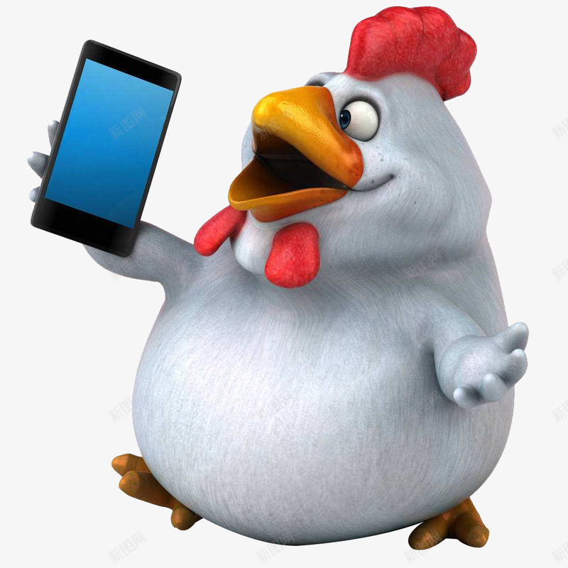 拿着手机的卡通鸡形象png免抠素材_新图网 https://ixintu.com 卡通人物 卡通动物 手拿手机 手机 拿着手机的卡通人物 握着 鸡形象