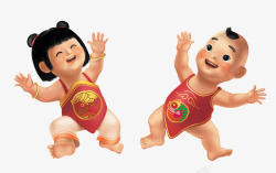 可爱的中国娃娃免抠可爱的中国风肚兜娃娃高清图片