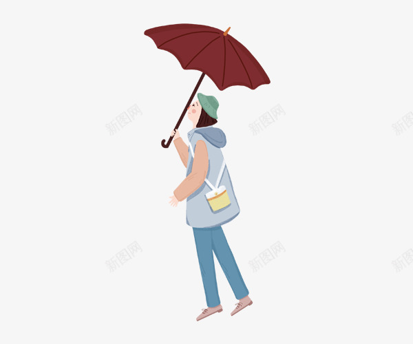手绘打着雨伞的人png免抠素材_新图网 https://ixintu.com 冬季装扮的人 手绘打着雨伞的人 拿着雨伞的人