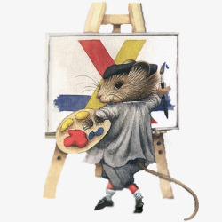 画画的老鼠绅士素材