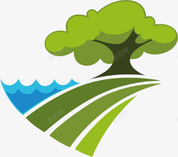 风景logo图标png_新图网 https://ixintu.com logo素材 卡通 景色风光 树 湖 环保 绿色 自然风景 风景logo