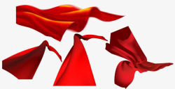 红色绸带绸缎漂浮装饰素材