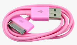 数据线连接粉色USB数据线高清图片