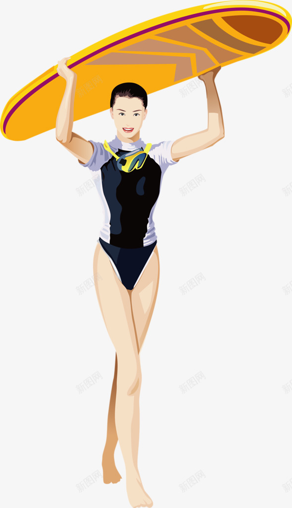 美女帆船手png免抠素材_新图网 https://ixintu.com 健身 冲浪 卡通 卡通人物 滑雪 美女 运动