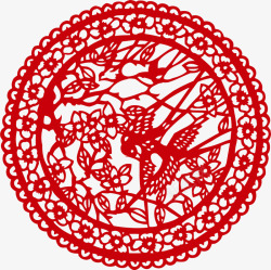 树枝花边红色花纹高清图片