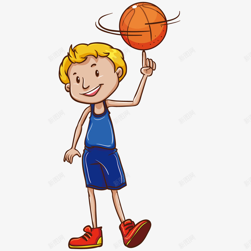 转篮球的卡通男孩png免抠素材_新图网 https://ixintu.com 卡通男孩 篮球 运动