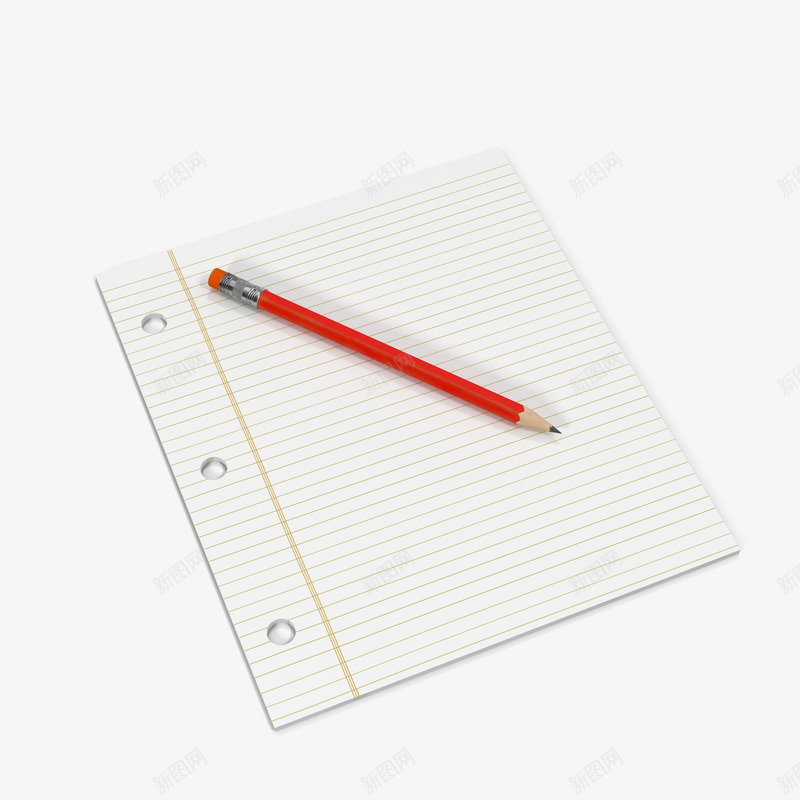 纸和笔png免抠素材_新图网 https://ixintu.com 办公室 办公用品 学校用品 工作空间 桌子上的纸 桌面 笔记本纸 红色的铅笔 纸 铅笔