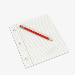 红色笔记本纸和笔高清图片