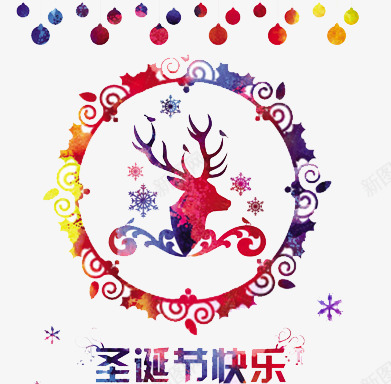 圣诞节装饰png免抠素材_新图网 https://ixintu.com 圣诞快乐 花环 装饰 驯鹿