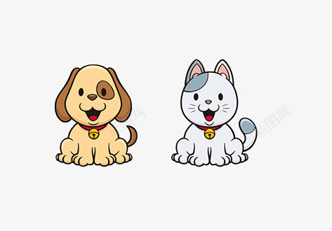 猫和狗png免抠素材_新图网 https://ixintu.com 动物 卡通 宠物 狗 猫