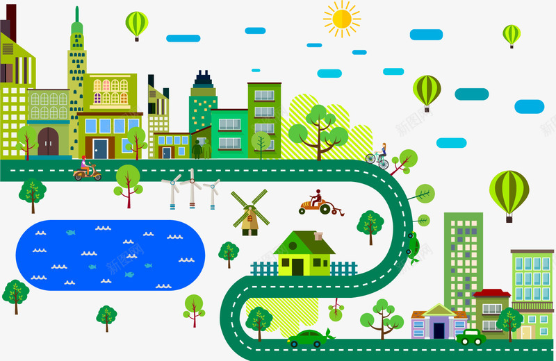 生态城市建设演讲矢量图ai免抠素材_新图网 https://ixintu.com 城市建设 环保 生态 生态城市 矢量素材 绿色 矢量图