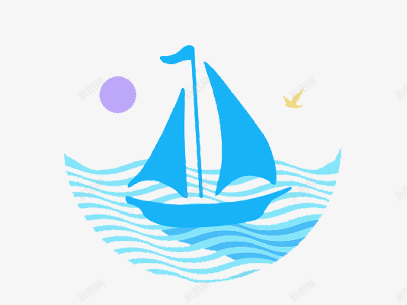 帆船漂浮在海面png免抠素材_新图网 https://ixintu.com 卡通 帆船 水面 海面 漂浮 航行