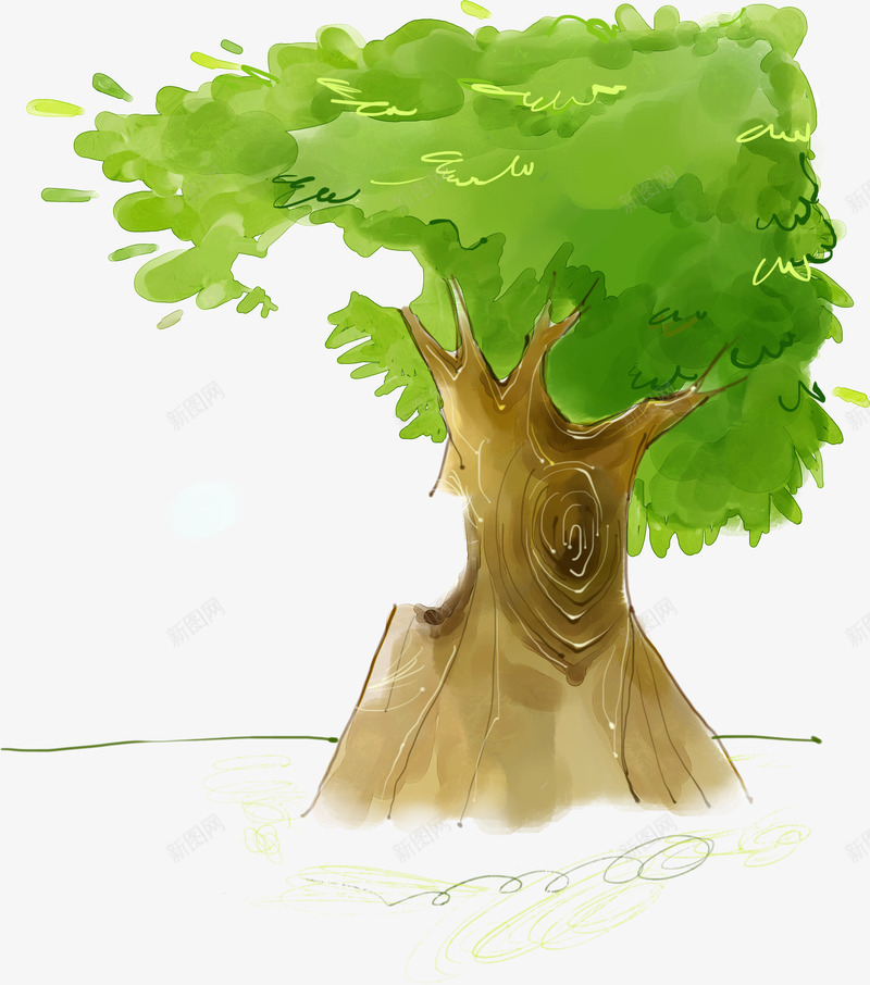 创意合成效果手绘绿色大树png免抠素材_新图网 https://ixintu.com 创意 合成 大树 效果 绿色