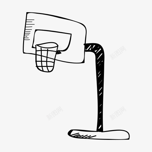 篮球筐简图png免抠素材_新图网 https://ixintu.com 卡通 手绘 简图 简笔 篮球框 篮球网 线条 黑色