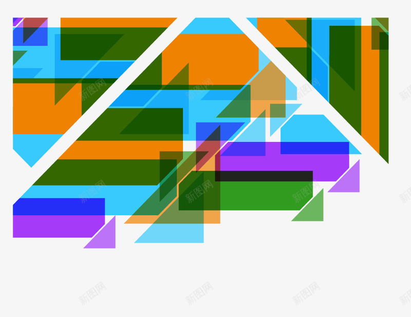 不同颜色的科技背景png免抠素材_新图网 https://ixintu.com 免费png素材 几何块 彩色方块 拼接背景