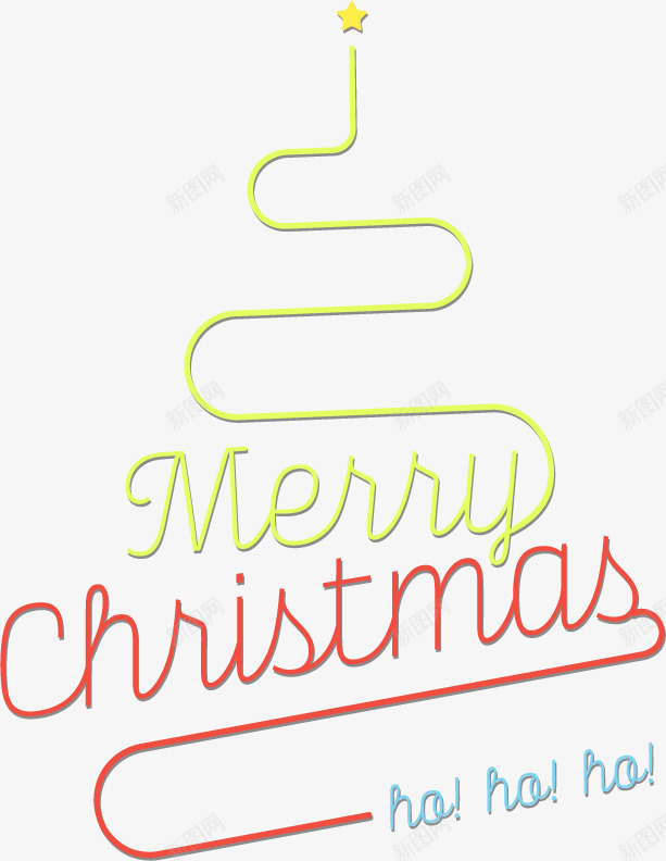霓虹灯圣诞树png免抠素材_新图网 https://ixintu.com 几何线条 圣诞树 圣诞节快乐 简单 红色 黄色