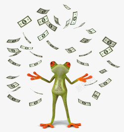 飘洒优惠券撒钱的青蛙高清图片