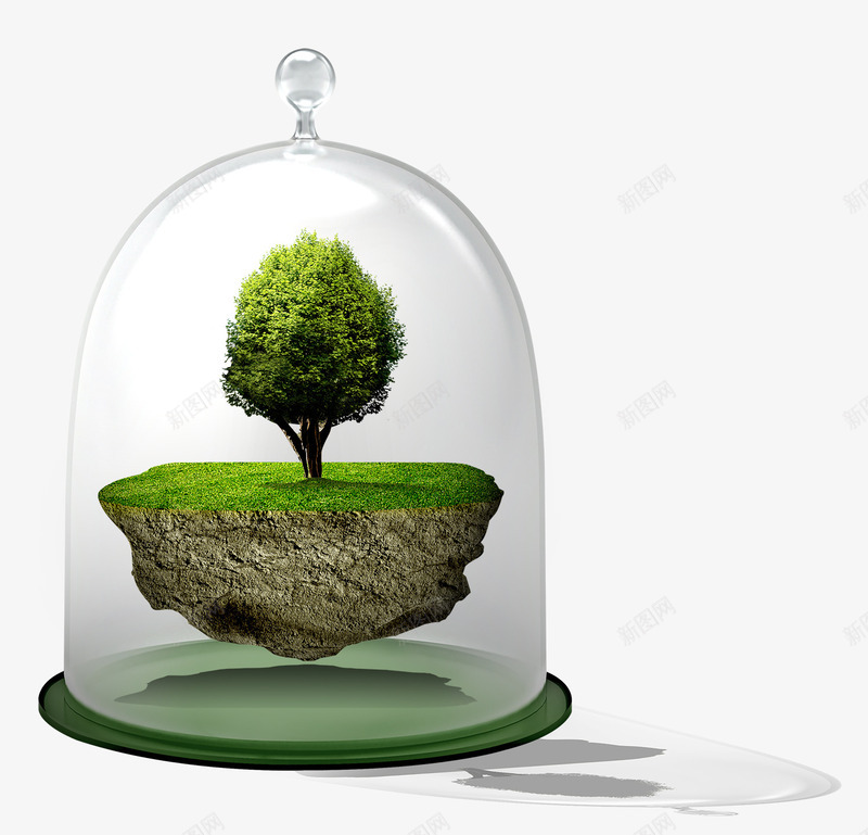 玻璃罩内的绿树png免抠素材_新图网 https://ixintu.com 创意 大树 悬浮 树 树木 漂浮 玻璃罩 绿岛 绿树
