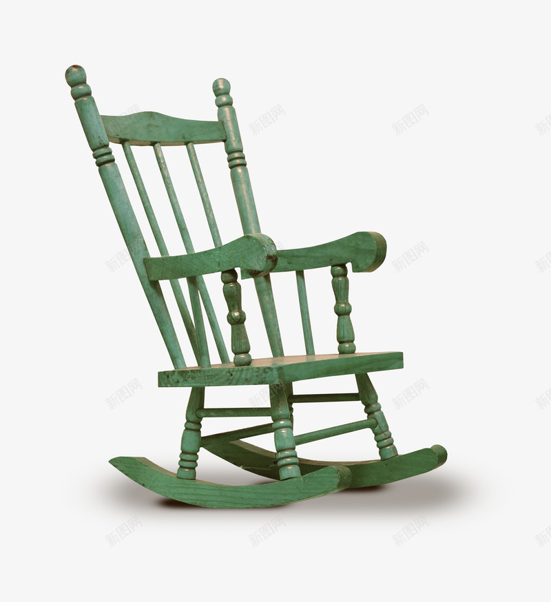 婴儿创意摇椅png免抠素材_新图网 https://ixintu.com 婴儿椅子 摇椅 木质椅子 绿色