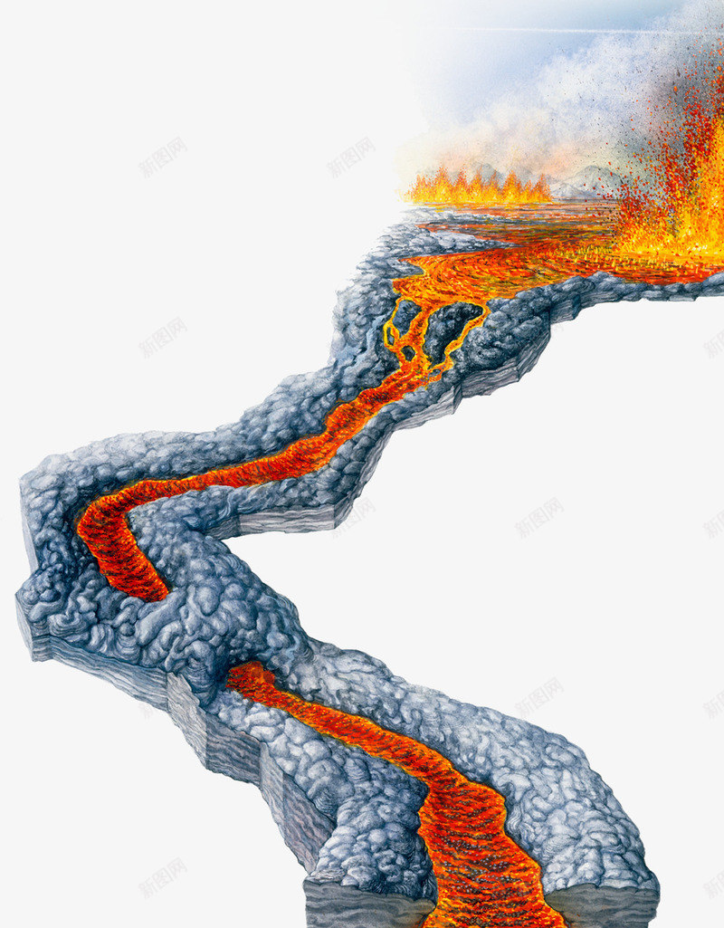 火山爆发psd免抠素材_新图网 https://ixintu.com 沉积岩石 火山岩 火山爆发 自然灾害