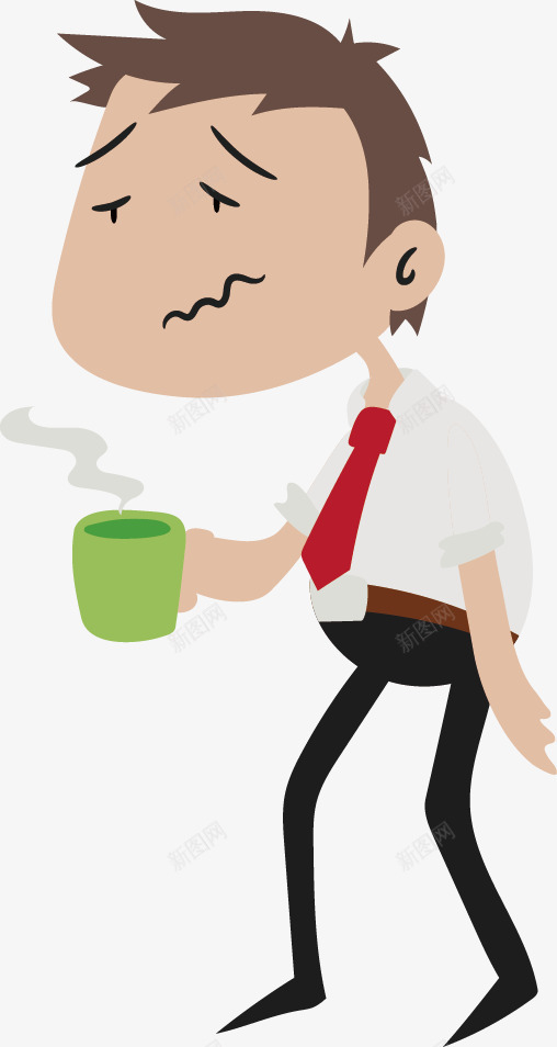 喝咖啡的商业男人png免抠素材_新图网 https://ixintu.com 事业 人物 卡通 喝咖啡 工作 手绘
