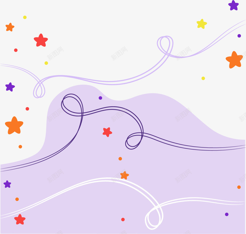 紫色儿童节星星曲线背景png免抠素材_新图网 https://ixintu.com 儿童节 六一节 卡通星星 曲线背景 漂浮星星 紫色背景