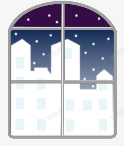 冬天夜晚的窗户png免抠素材_新图网 https://ixintu.com 冬天 城市 夜晚 矢量相框 雪花
