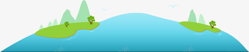 海岛绿树蓝色背景png免抠素材_新图网 https://ixintu.com 海岛 绿树 背景 蓝色