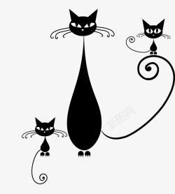 小猫咪图标矢量图卡通可爱黑色小猫咪图标高清图片