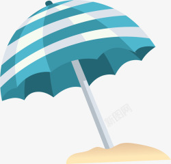 夏日海滩绿色阳伞矢量图素材