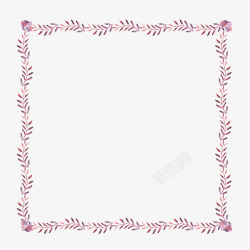 方形小紫色叶子的边框素材