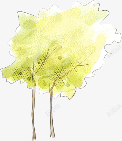 大树唯美绿色线条创意png免抠素材_新图网 https://ixintu.com 创意 大树 线条 绿色