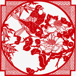 春节红色窗花剪纸素材