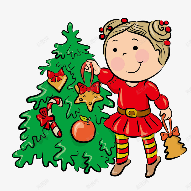 圣诞树边上的小女孩png免抠素材_新图网 https://ixintu.com png图形 png装饰 卡通 圣诞树 小女孩 装饰