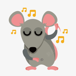 可爱老鼠听音乐图案矢量图素材