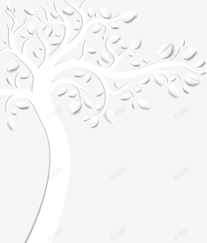 手绘白色创意大树png免抠素材_新图网 https://ixintu.com 创意 大树 手绘 白色