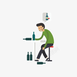 酒瓶设计图卡通版喝酒买醉的男人高清图片