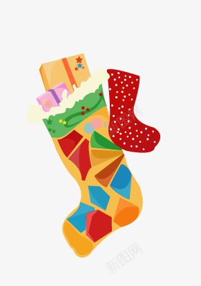 圣诞节礼物袜子png免抠素材_新图网 https://ixintu.com 圣诞节 平安夜 彩色 礼物 节日元素 袜子 装饰图案