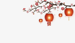 传统中国风梅花灯笼春节装饰素材