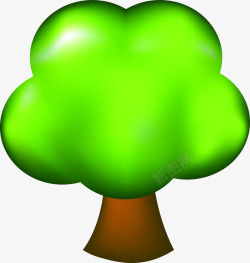 手绘可爱绿色大树素材