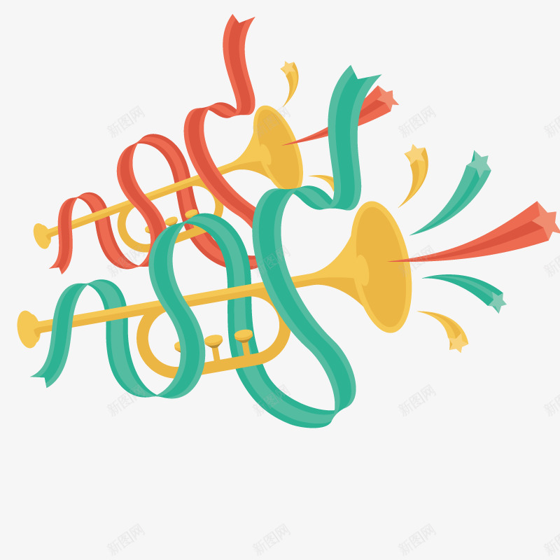 节日彩带艺术条png免抠素材_新图网 https://ixintu.com 呼喊 喇叭 形状 漂浮 绘画 通知