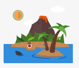 海岛风景png免抠素材_新图网 https://ixintu.com 平扁图形 旅行元素 蓝色